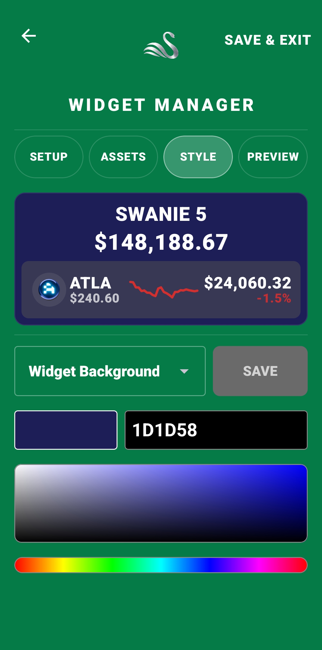 Widget style and appearance customization