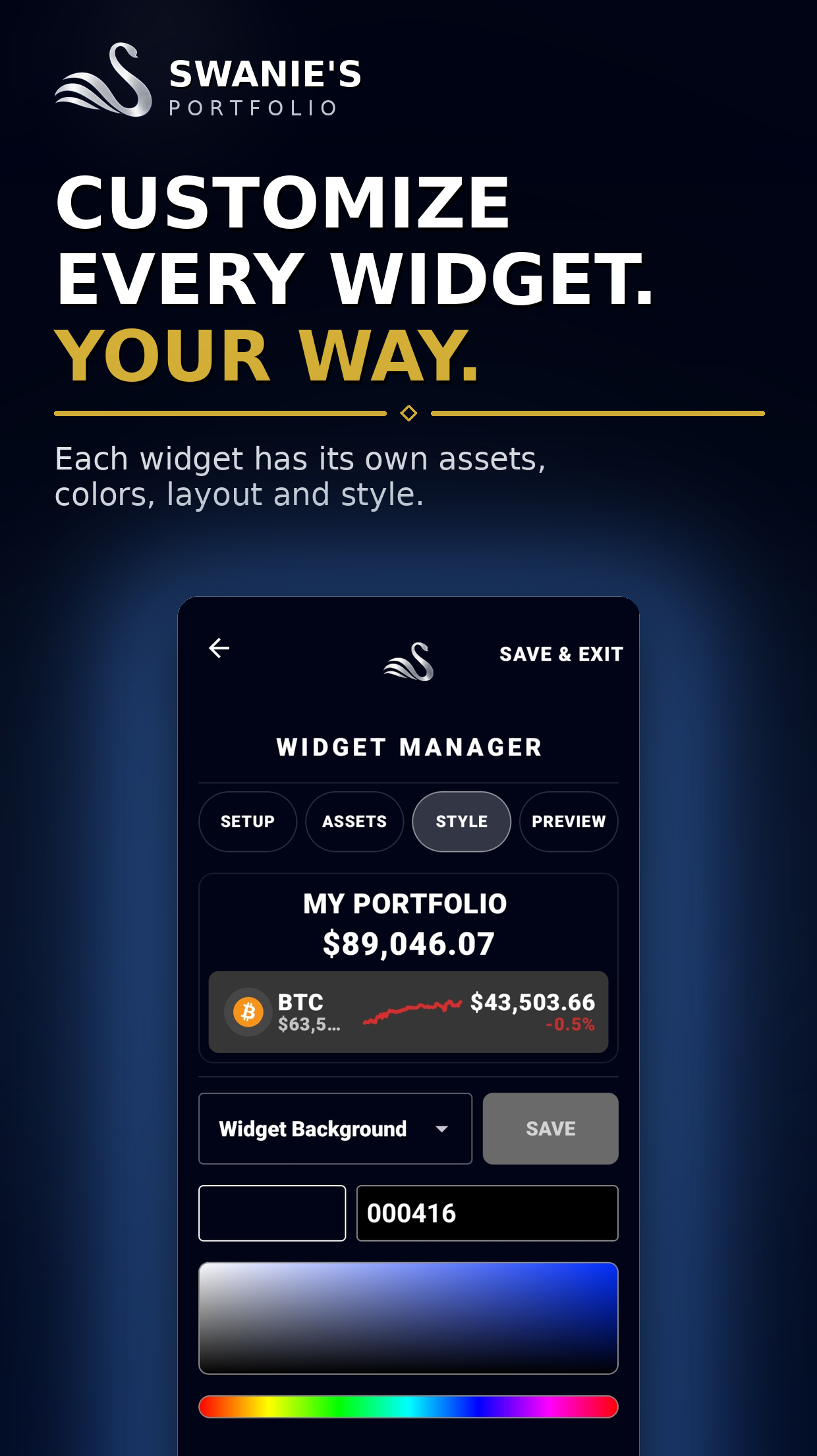 Customize every widget screenshot